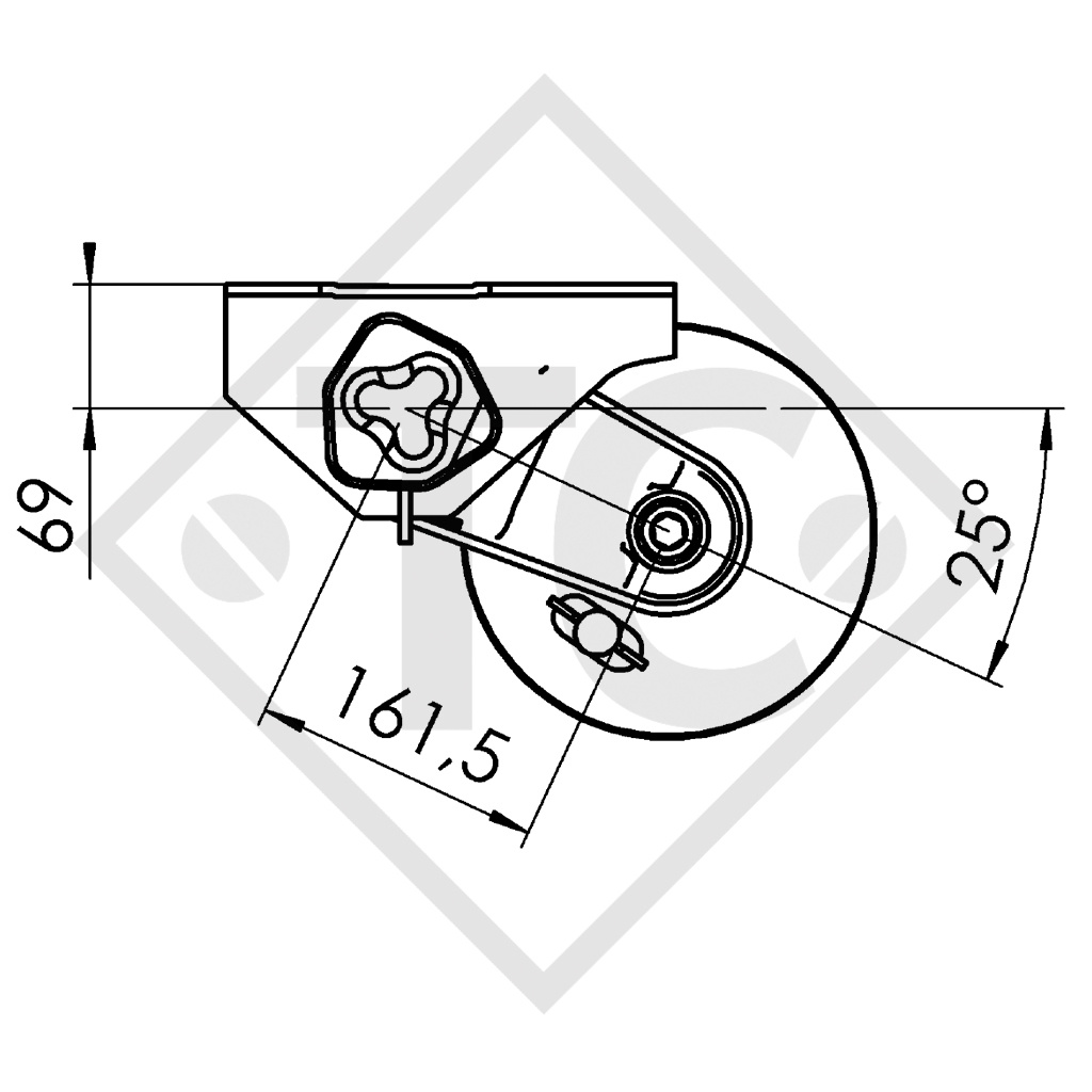 Achse gebremst 1300kg EURO COMPACT Achstyp B 1200-5, wasserdicht, Mecanorem