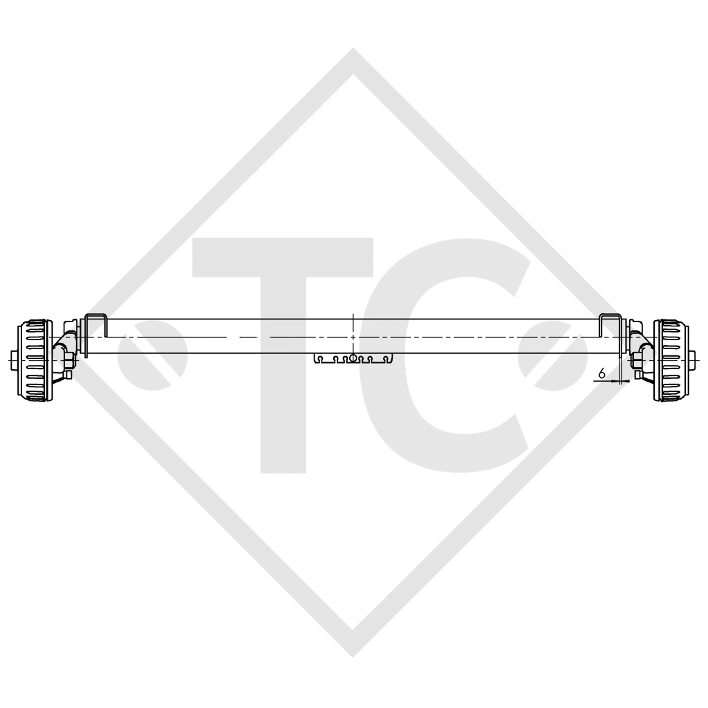 Essieu EURO1 1800kg freiné type d'essieu B 1800-9 - HUBIERE