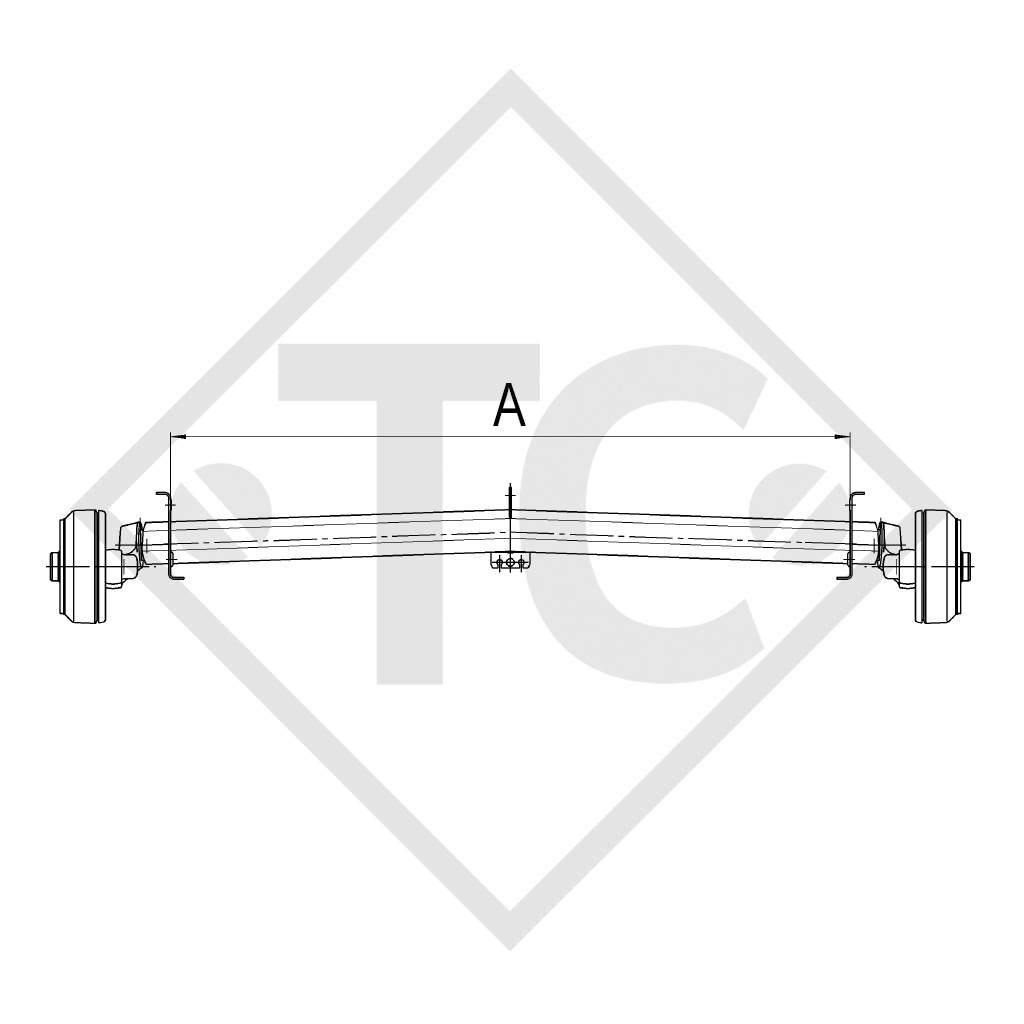 Achse gebremst 1700kg EURO Plus Achstyp DELTA SIN 14-3 mit AAA (Automatische Nachstellung der Bremsbeläge), FENDT 170