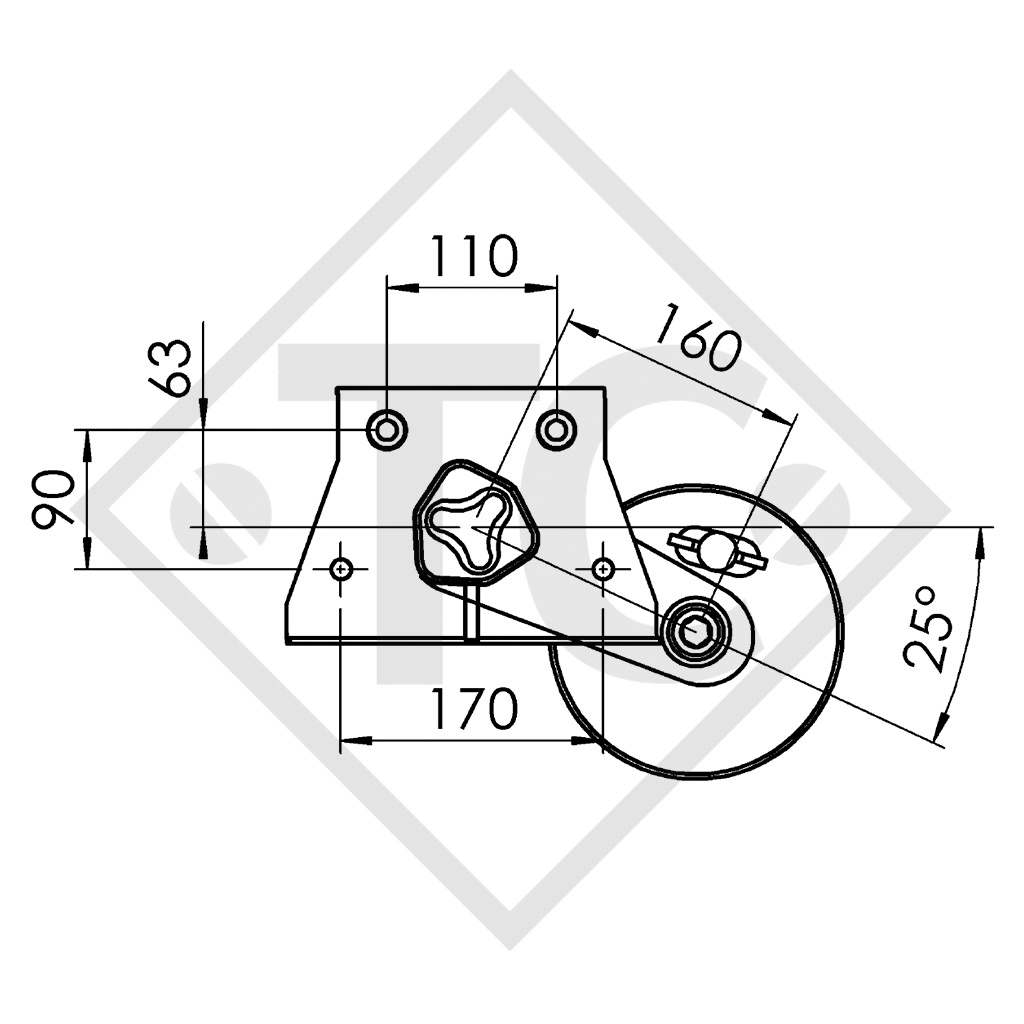 Achse gebremst 900kg EURO1 Achstyp B 850-5, KIP KE-33