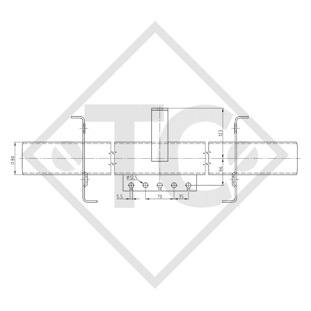 Braked axle SWING 1050kg axle type SCB 1054, 46.21.379.916, 4012957