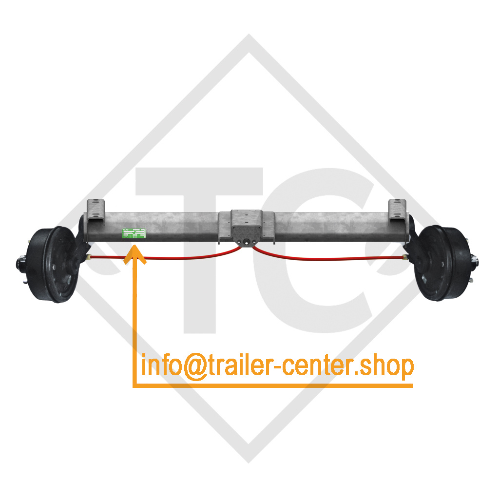 Braked tandem front axle 2500kg PLUS axle type B 2500-8 with top hat profile 130mm