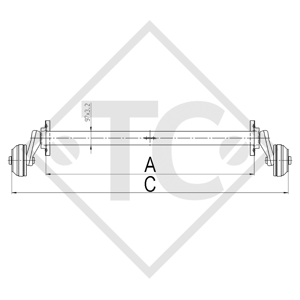 Achse gebremst 1300kg EURO Plus Achstyp B 1200-5, ADRIA 5206