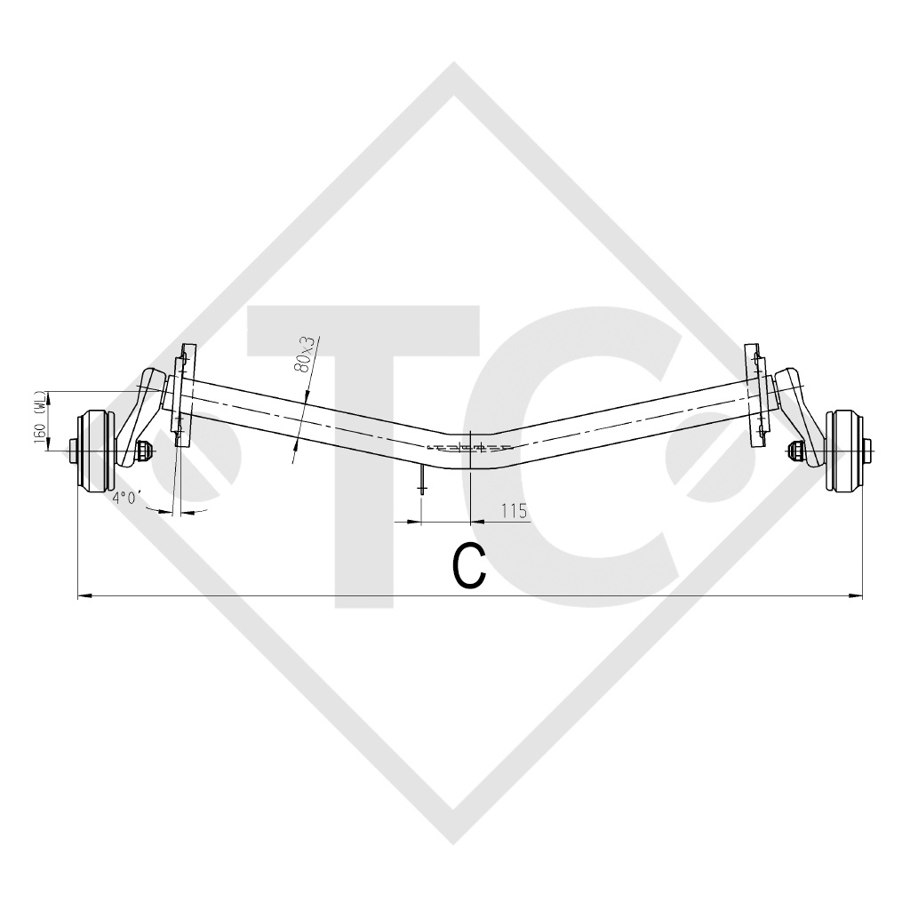 Achse gebremst 1000kg EURO Plus Achstyp Delta SI  850-10