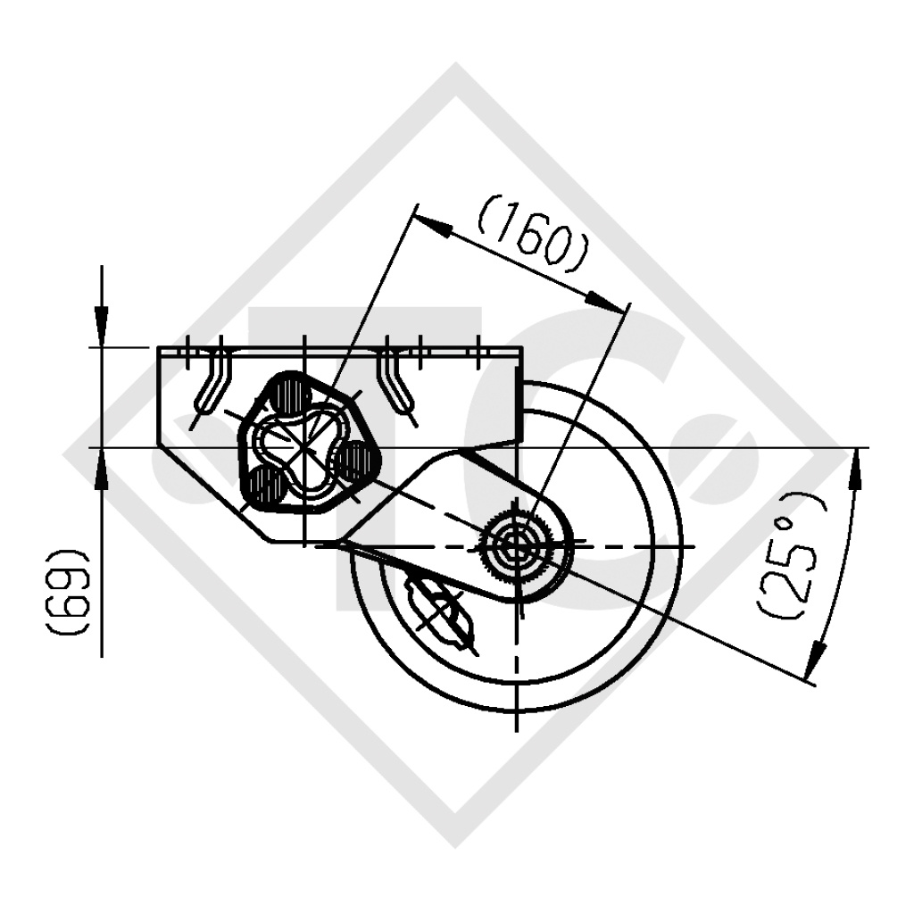 Essieu COMPACT 1300kg freiné type d'essieu B 1200-5 Umbra U 2500 B/H