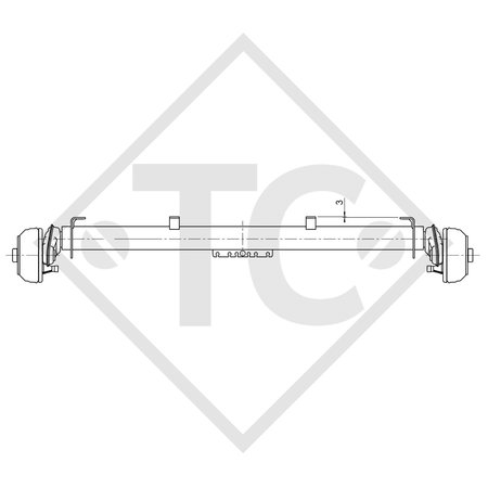 Eje con freno 1300kg COMPACT tipo de eje B 1200-5 Brenderup