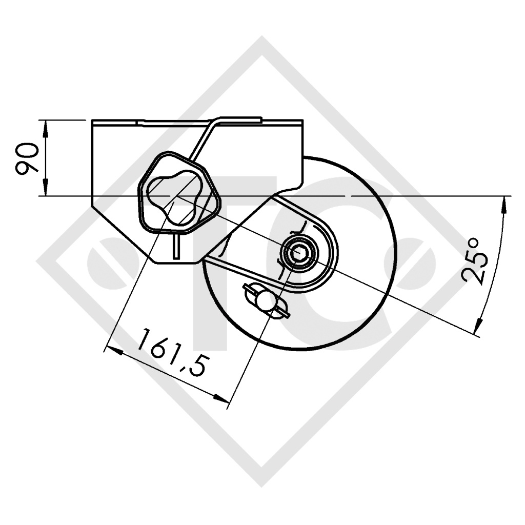 Braked axle 1300kg COMPACT axle type B 1200-5 Brenderup