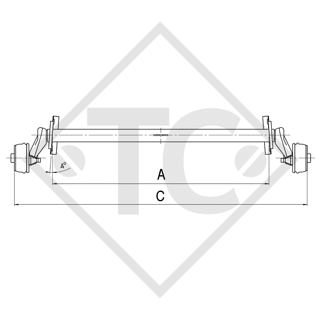 Braked axle 900kg EURO1 axle type B 850-5 - KNAUS SUEDWIND