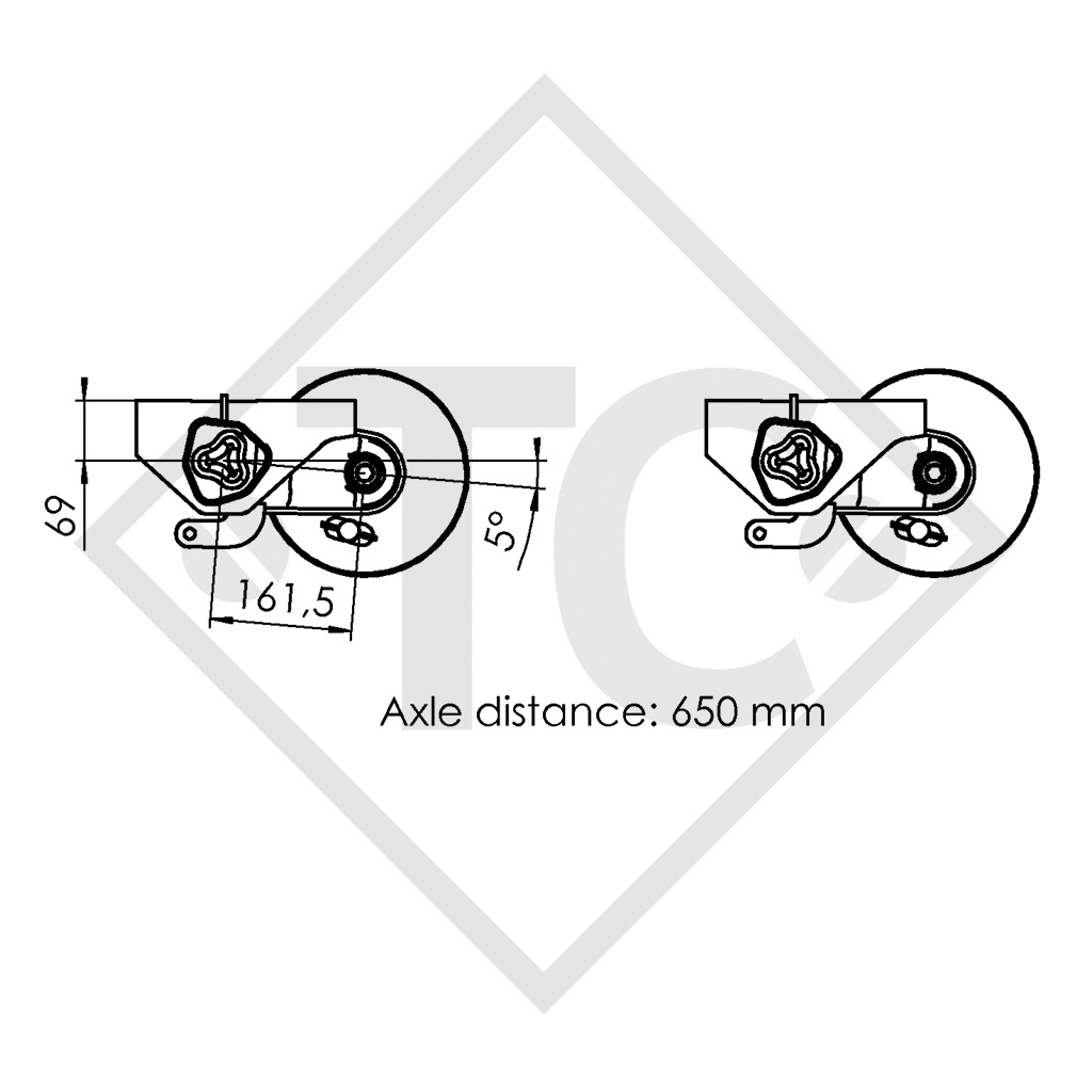 Assale frenato 1500kg PLUS tipo di assale B 1600-3 - Humbaur