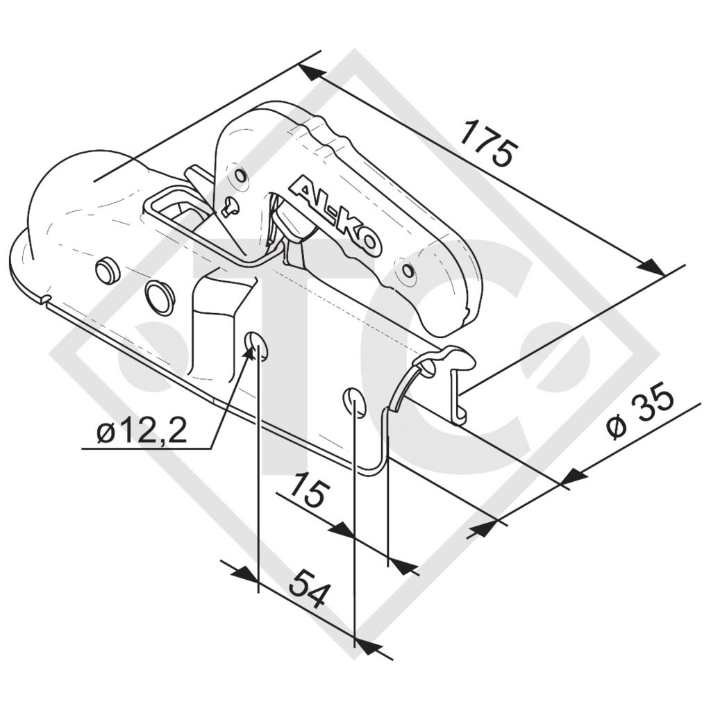 Coupling head AK 7 version A for unbraked trailers