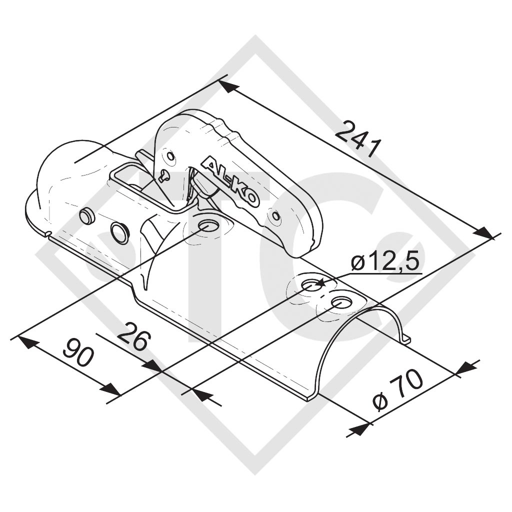 Coupling head AK 7 version C for unbraked trailers