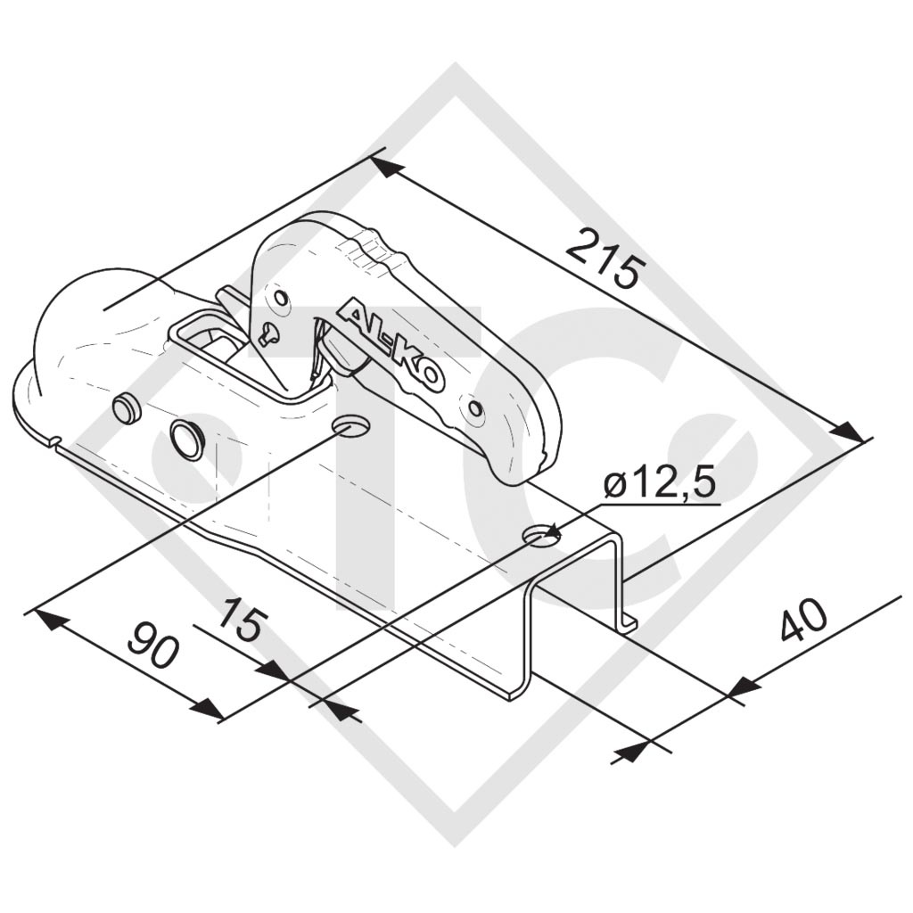 Tête d'attelage AK 7 version I pour remorques non freinées