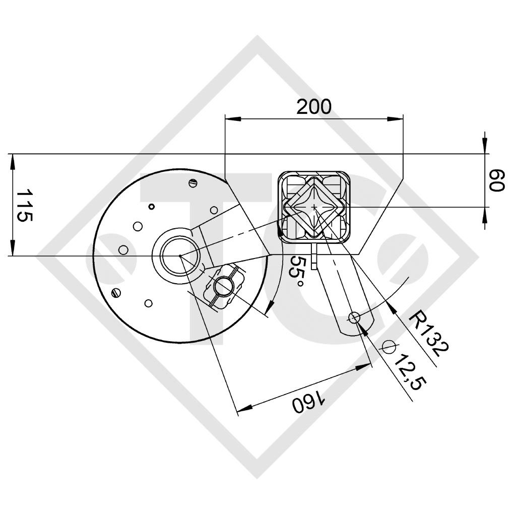 Achse gebremst 1000kg SWING Achstyp CB 1005, 46.20.382.074