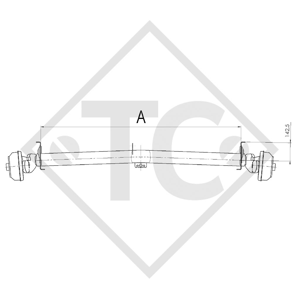 Braked axle 1360kg EURO Plus axle type DELTA SIN 12-3