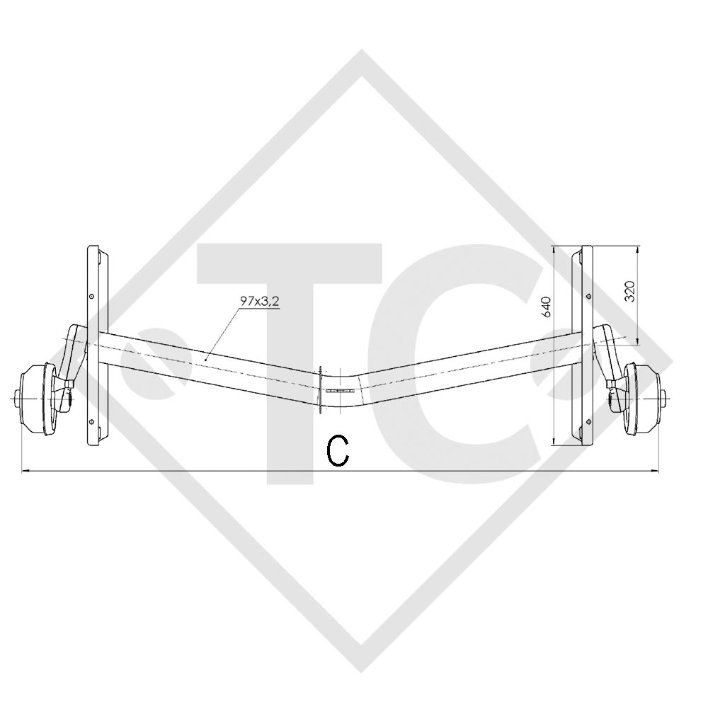 Braked axle 1360kg EURO Plus axle type DELTA SIN 12-3