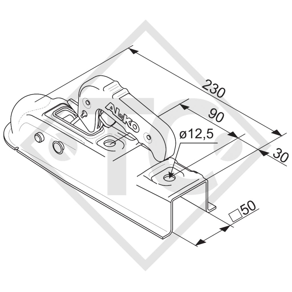 Tête d'attelage AK 7 version D pour remorques non freinées