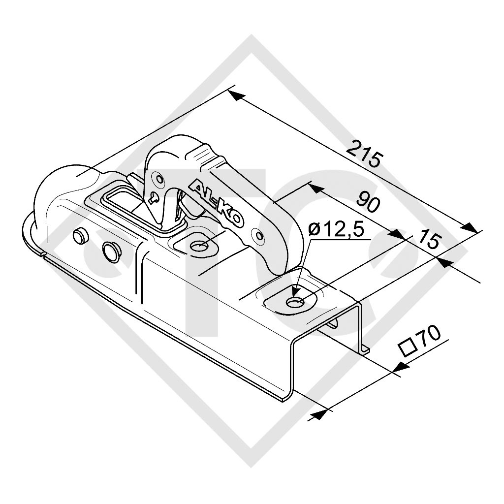 Coupling head AK 7 version H for unbraked trailers