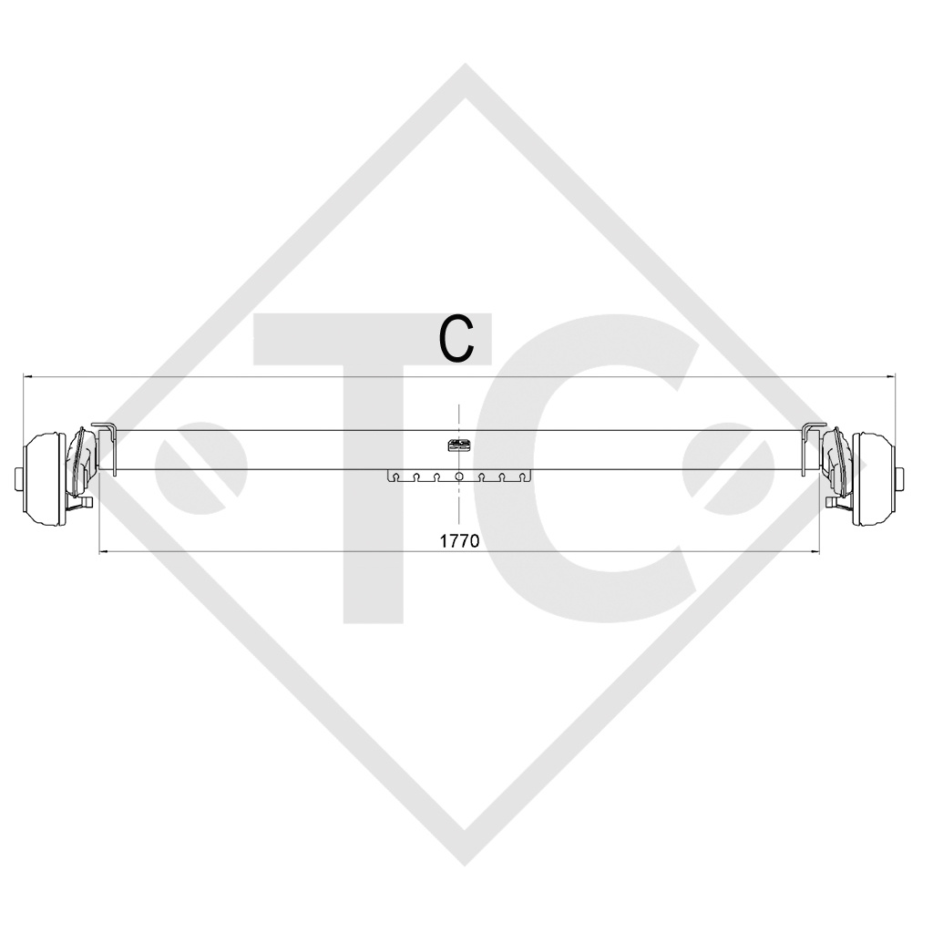 Braked axle 1300kg axle type B 1600-06