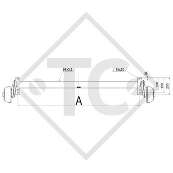 Braked axle 1300kg axle type B 1600-06