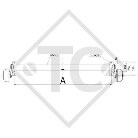Assale frenato 1300kg tipo di assale B 1600-06