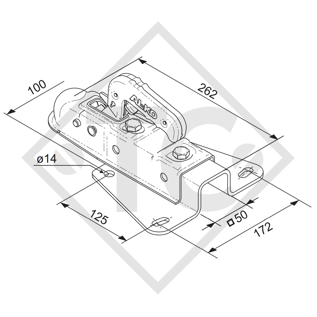 Cabezal AK 7 versión A con soporte de enchufe para remolques sin freno