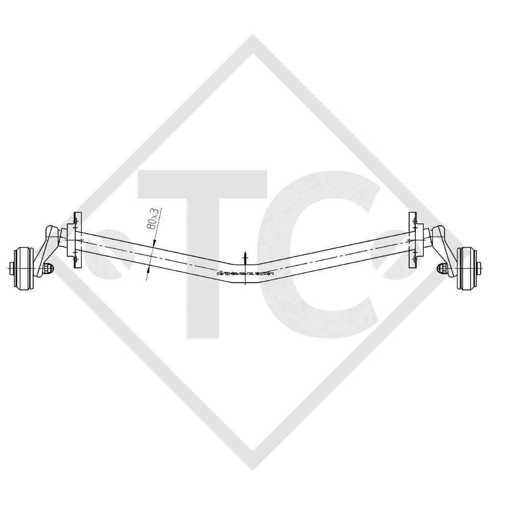 Essieu EURO 900kg freiné type d'essieu DELTA SI 850-5, Knaus Azur 590 / 610