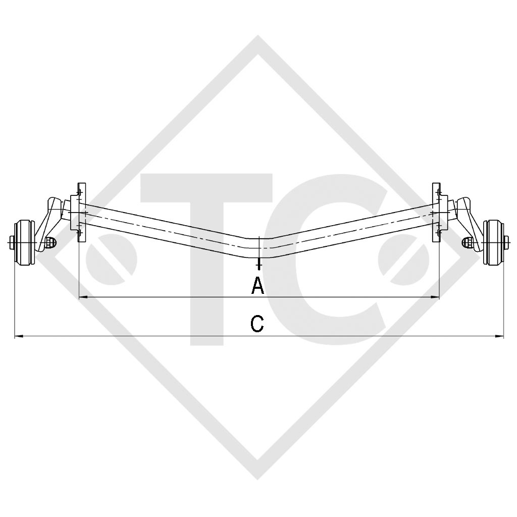 Essieu EURO 900kg freiné type d'essieu DELTA SI 850-5, Knaus Azur 590 / 610