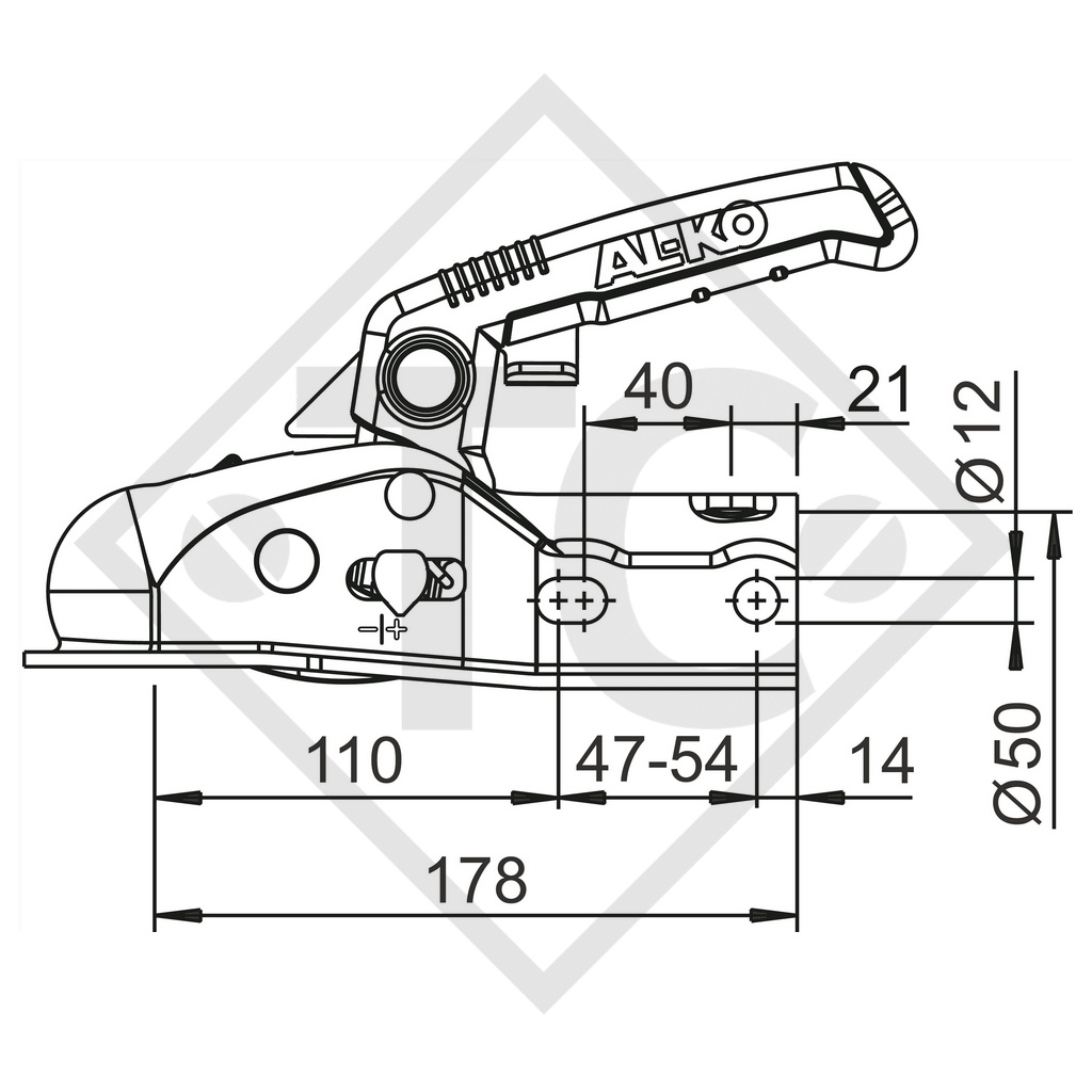 Kugelkupplung AK 161 mit Soft-Dock für gebremste Anhänger