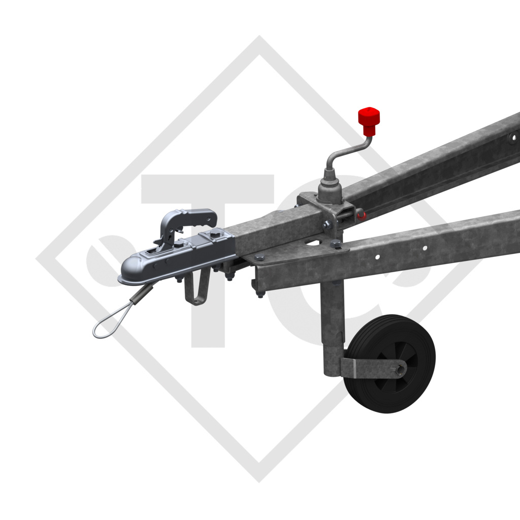 Drawbar installation 75 VR with coupling head AK 7 PLUS 50 - top installation with safety wire for unbraked trailers