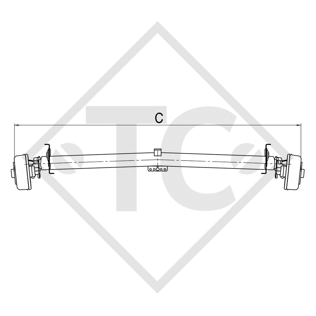 Achse gebremst 1700kg EURO Plus Achstyp DELTA SIN 14-3 mit AAA (Automatische Nachstellung der Bremsbeläge)