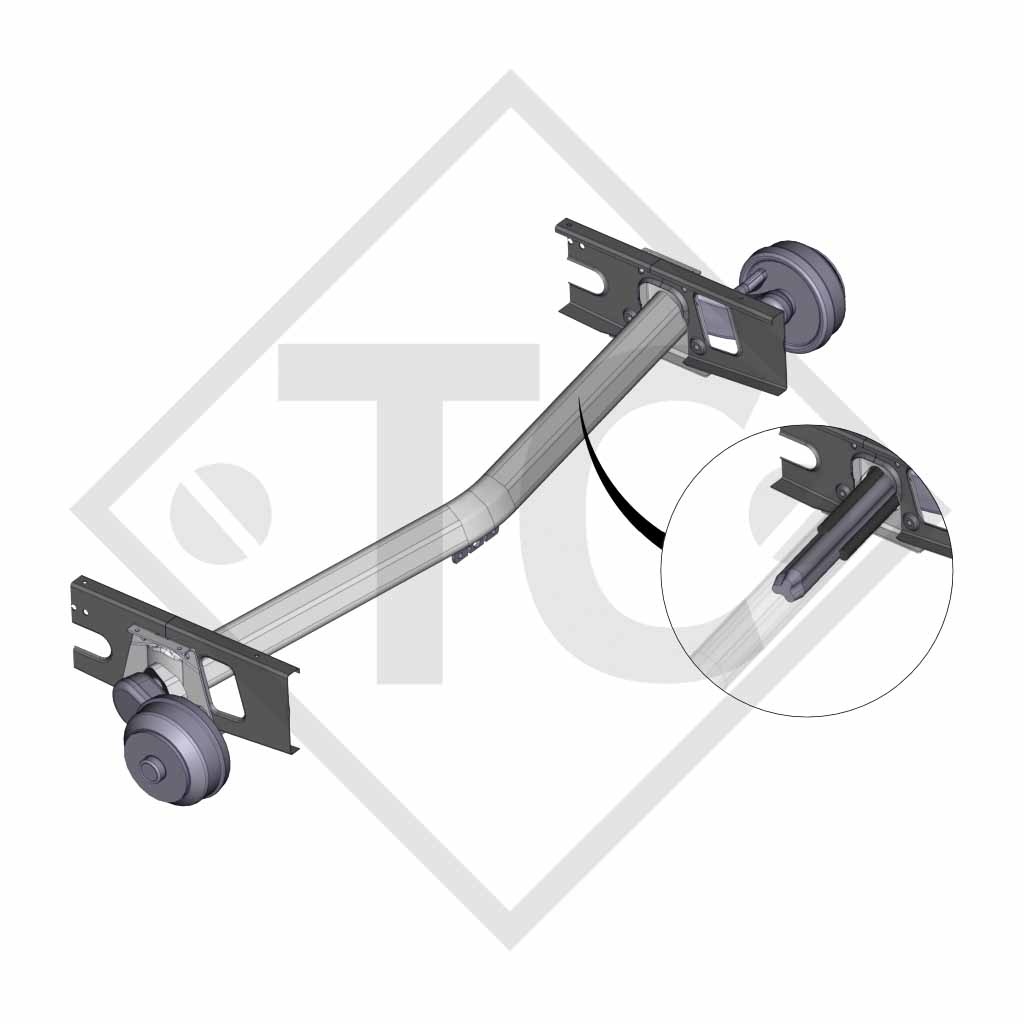 Braked axle 1700kg EURO Plus axle type DELTA SIN 14-3 with AAA (automatic adjustment of the brake pads)