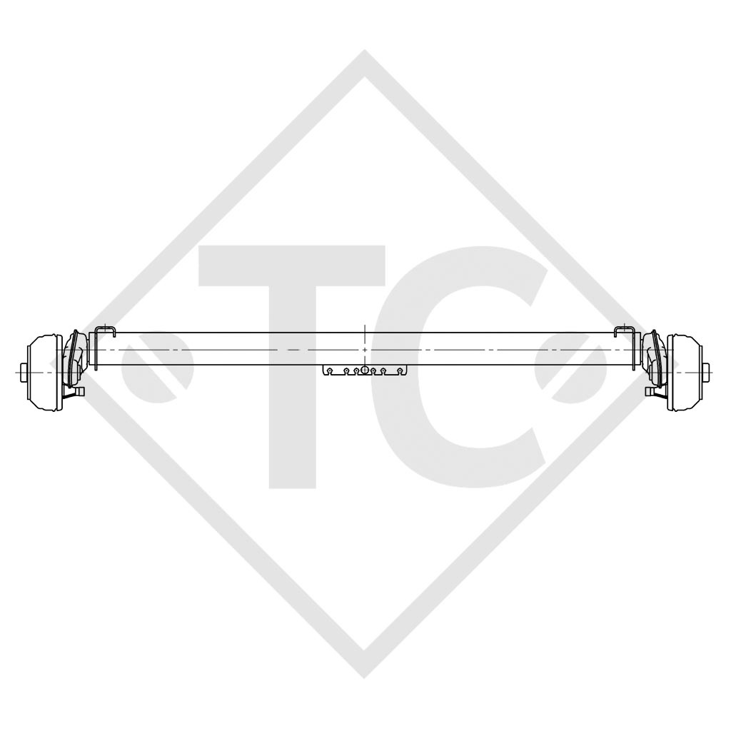 Braked axle 1300kg EURO COMPACT axle type B 1200-5, watertight