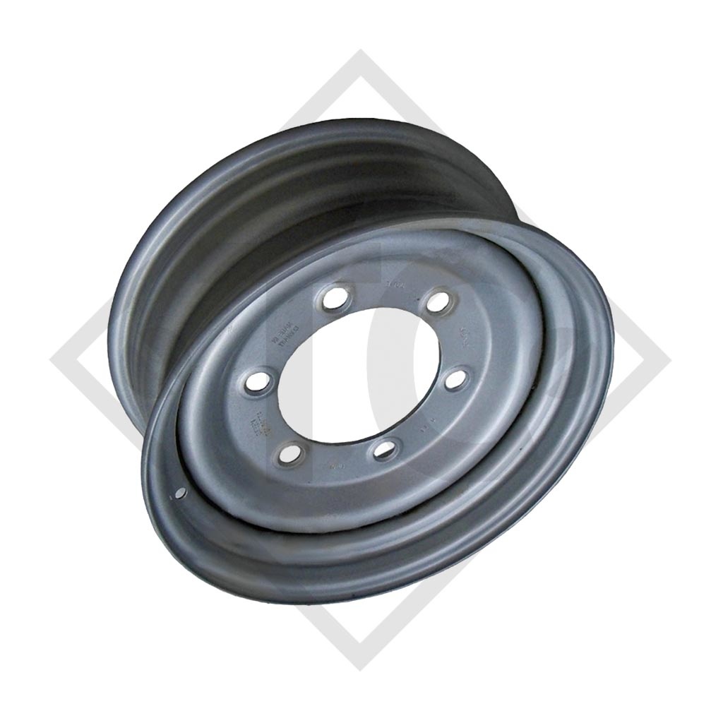 Trailer rim 6.00Jx16 H2, 6/161/205, ET 0, 43709107, suitable for all common trailer types