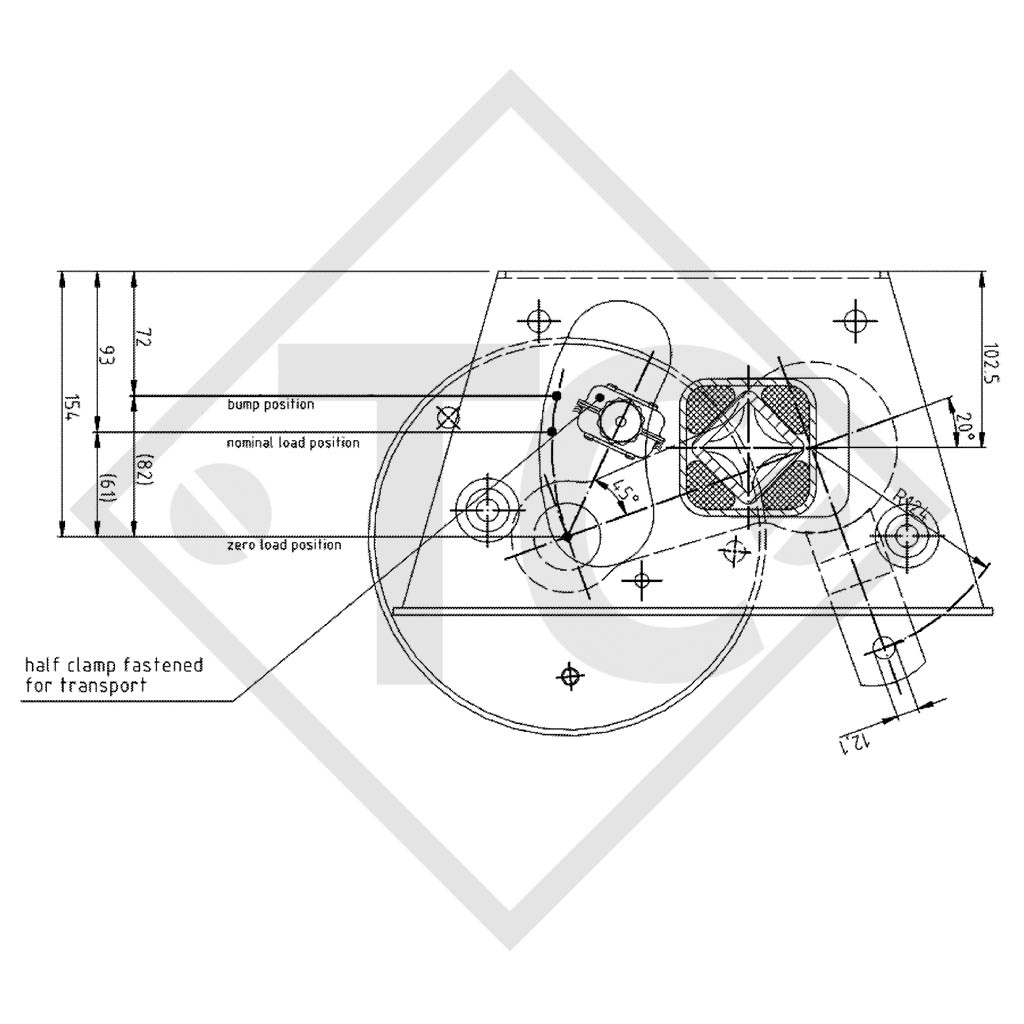 Braked axle SWING V-TEC 1500kg axle type SCB 1505, 46.24.316.935, 4013632