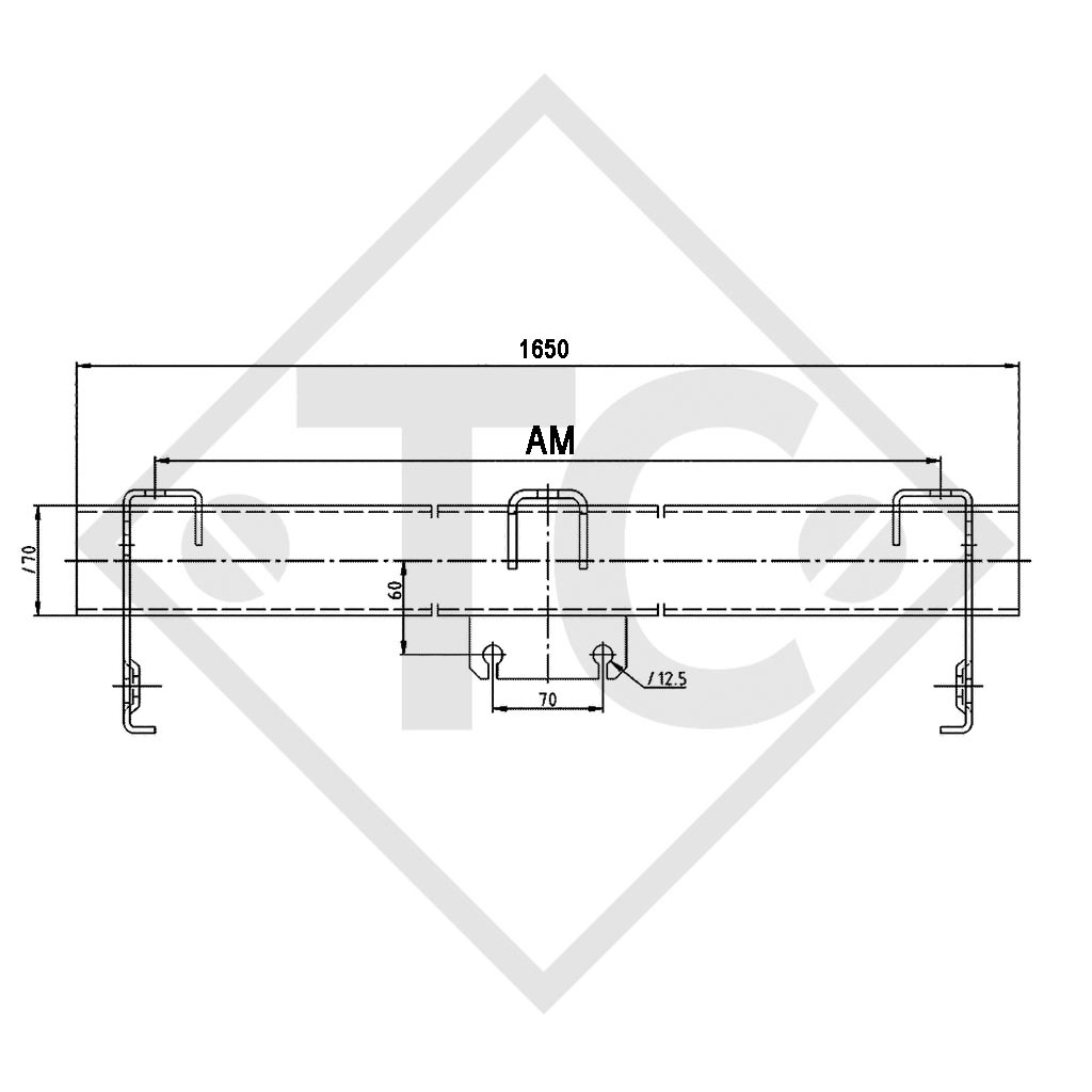 Braked axle 1350kg RONDO axle type DB 1355 ECO-1, 45.25.362.042 Hobby Elegance 470 UB