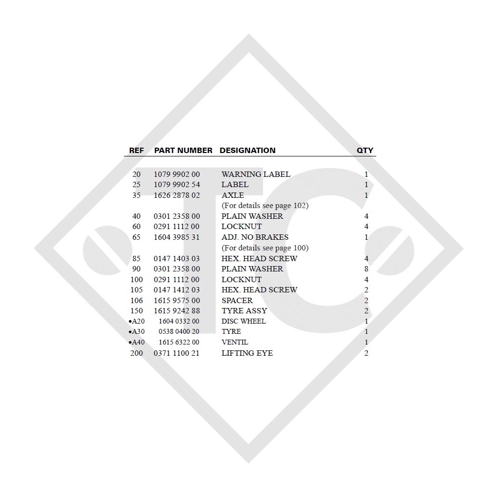 Unbraked axle 750kg axle type CB 754, 46.14.000.071, ATLAS COPCO