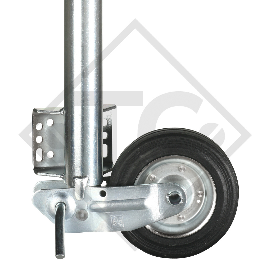 Jockey wheel ø60mm round, type K 60-B-200 VB, support shoe semi-automatic, for caravans, car trailers, machines for building industry