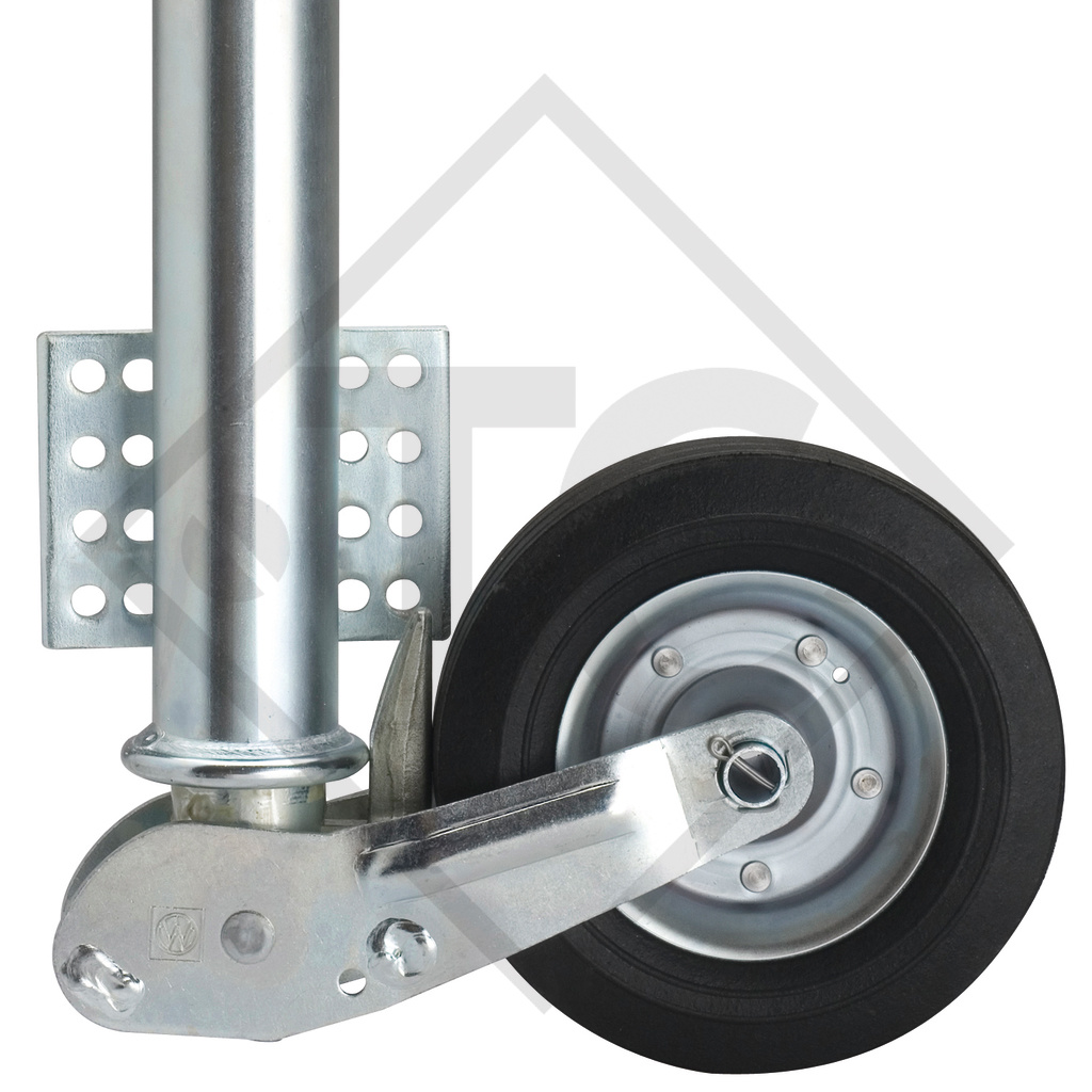 Jockey wheel ø60mm round, type VK 60-KH-200 VBB, support shoe fully automatic, for caravans, car trailers, machines for building industry