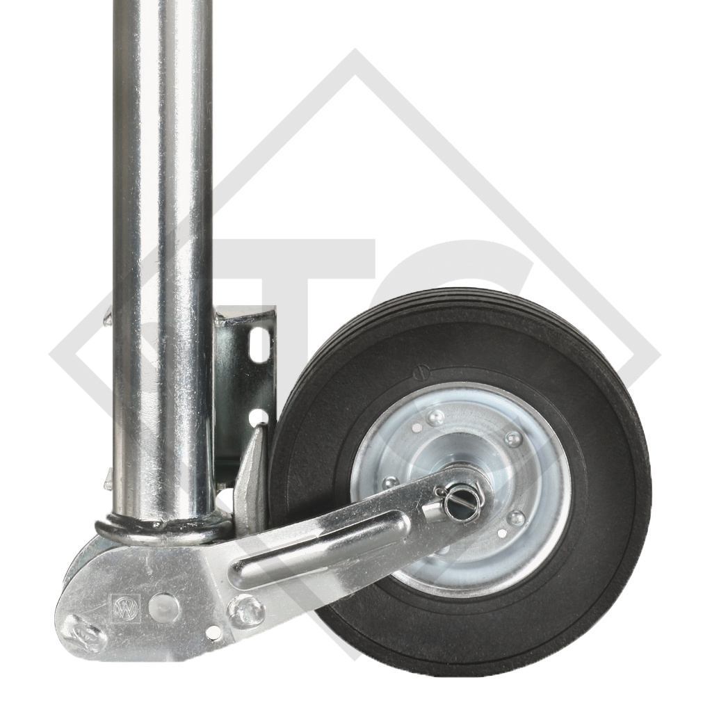 Jockey wheel ø60mm round, type VK 60-ABLFH-255 SB, long version, support shoe fully automatic, for caravans, car trailers, machines for building industry