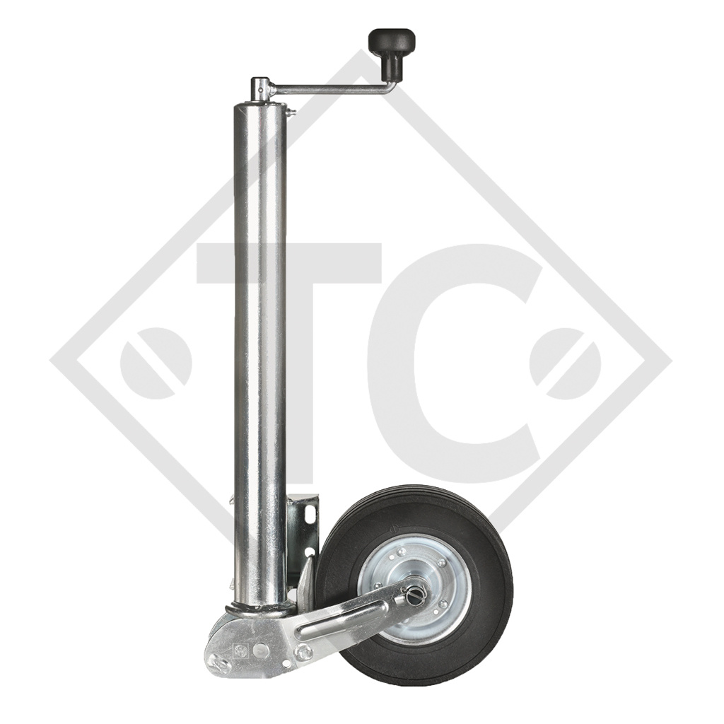 Ruotino d'appoggio ø60mm tondo, tipo VK 60-ABLFH-255 SB, versione lunga, pattino d’appoggio automatico, per caravan, rimorchi auto, macchine per l'edilizia