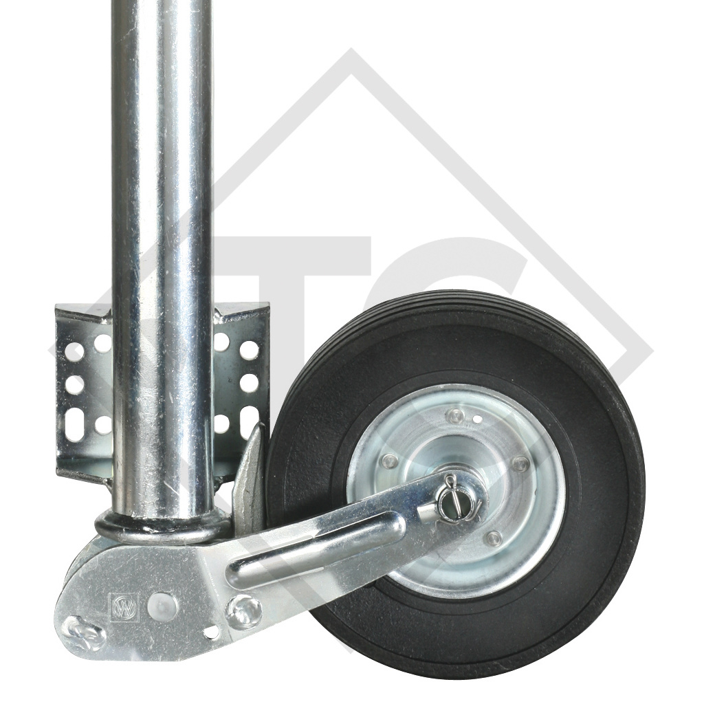 Jockey wheel ø60mm round, type VK 60-BLH-255 SB, long version, support shoe fully automatic, for caravans, car trailers, machines for building industry