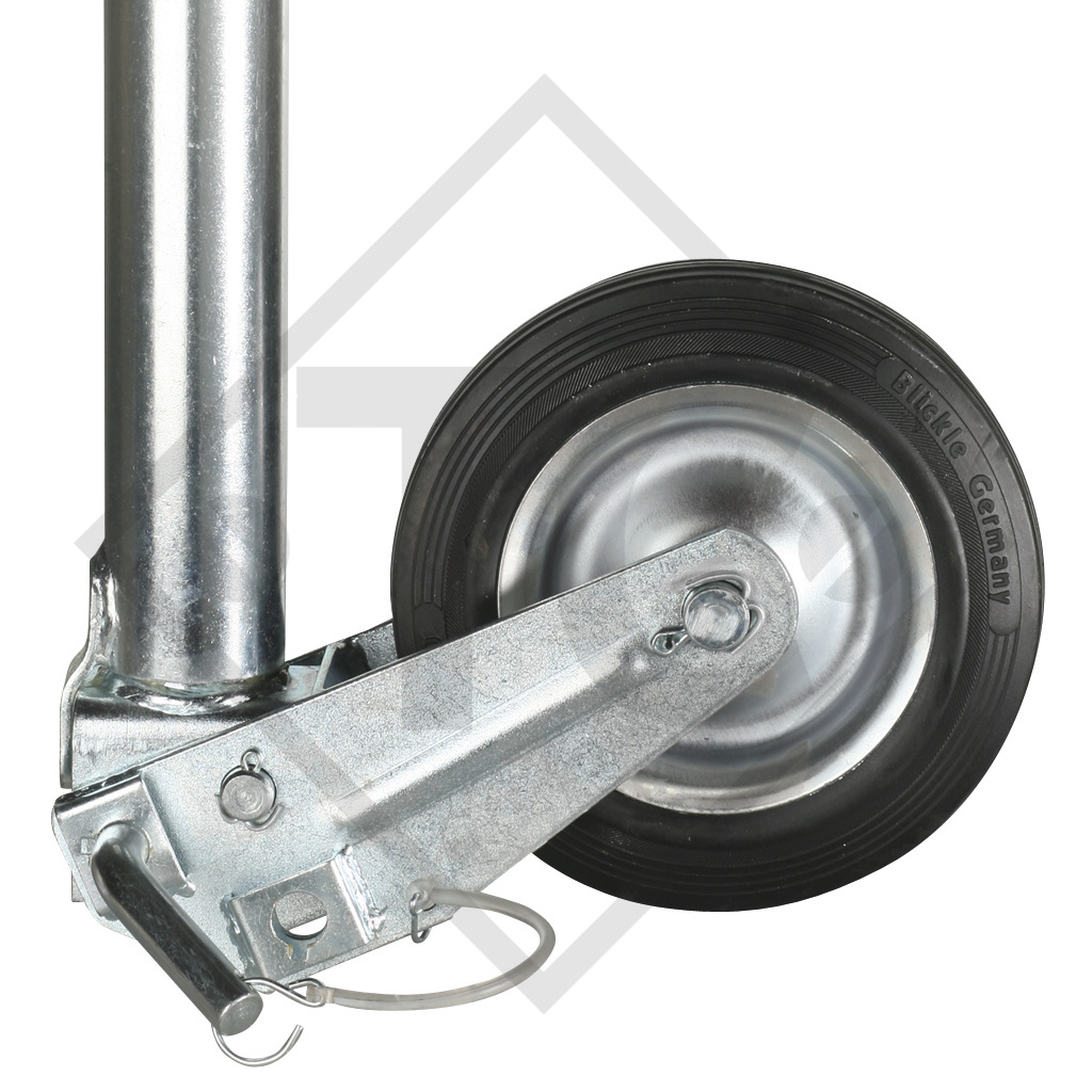 Jockey wheel ø70mm round, type K 70-250 VBR, support shoe semi-automatic, for caravans, car trailers, machines for building industry