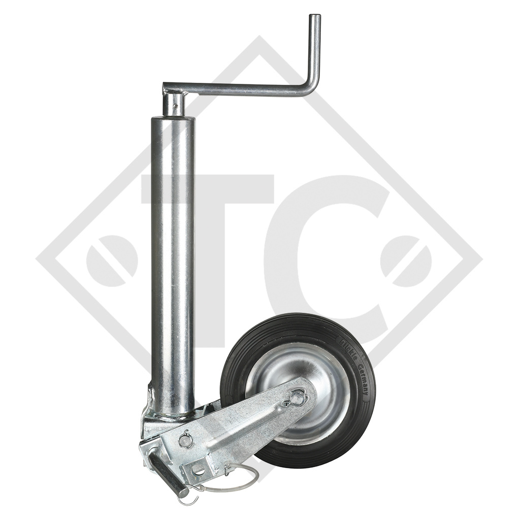 Roue jockey ø70mm rond, type K 70-250 VBR, sabot semi-automatique, pour caravanes, remorques-auto, machines pour l'industrie du bâtiment