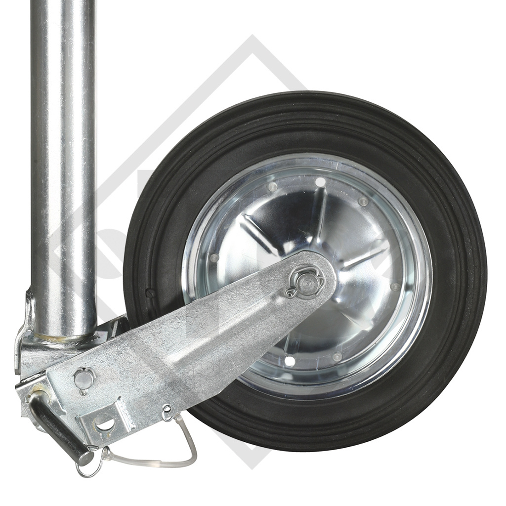 Jockey wheel ø70mm round, type K 70-400 VBR, support shoe semi-automatic, for caravans, car trailers, machines for building industry