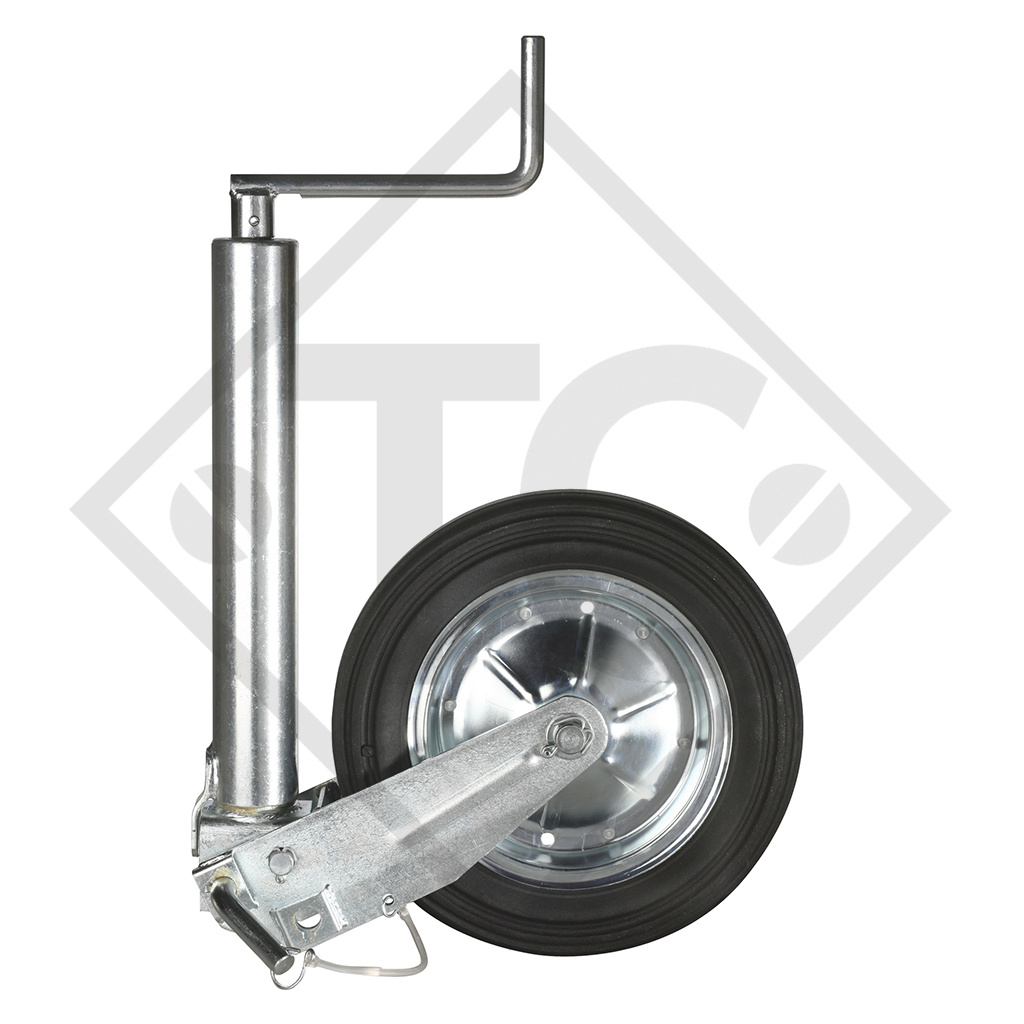 Ruotino d'appoggio ø70mm tondo, tipo K 70-400 VBR, pattino d’appoggio semiautomatico, per caravan, rimorchi auto, macchine per l'edilizia