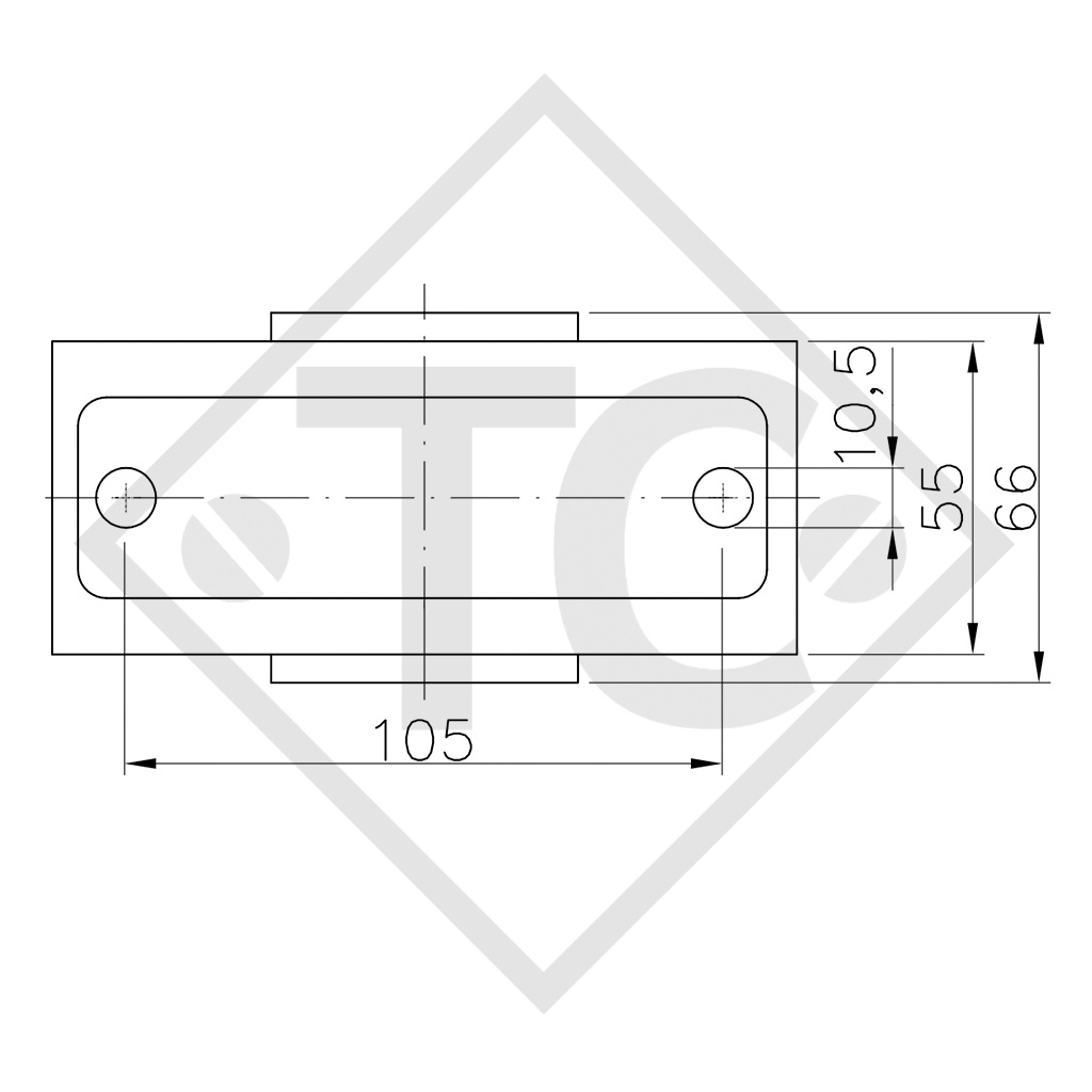 Clamp ø48mm round KLE 48, rigid T-bar, suitable for all trailer types