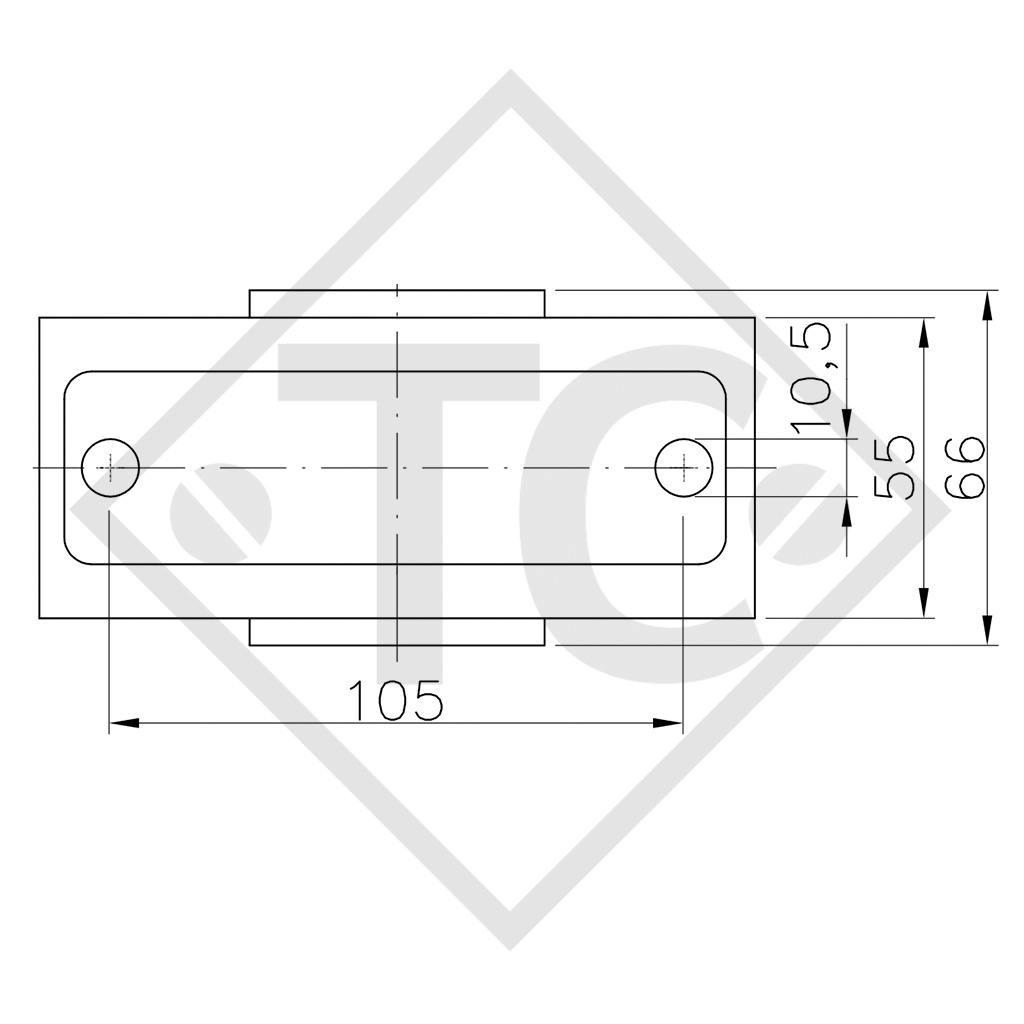 Clamp ø48mm round KLE 48-LK, rigid T-bar, suitable for all trailer types