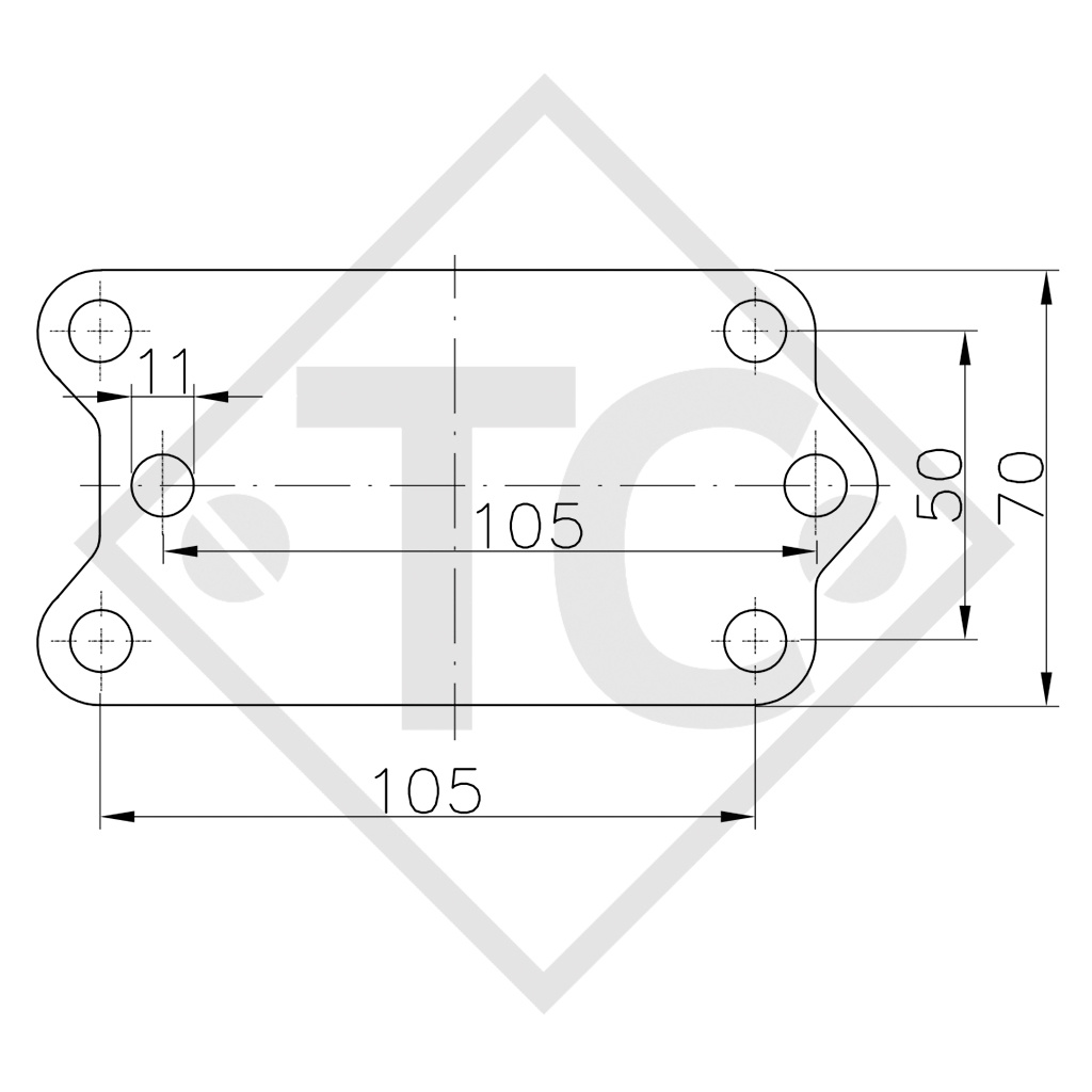 Supporto ruotino ø48mm tondo KLE 48-GKK, dispositivo pieghevole, idonei a tutti i tipi di rimorchio