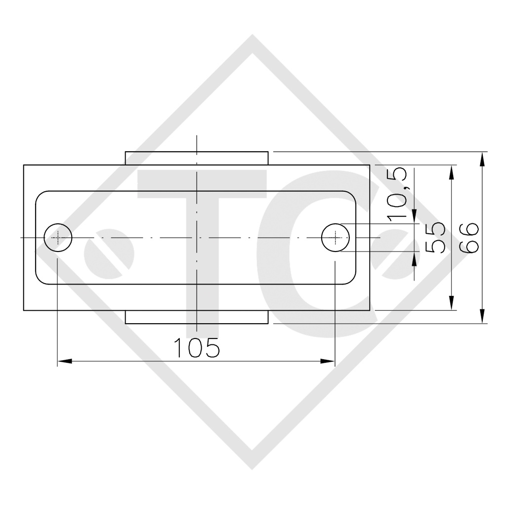 Clamp ø48mm round KLE 48-R, rigid T-bar, suitable for all trailer types