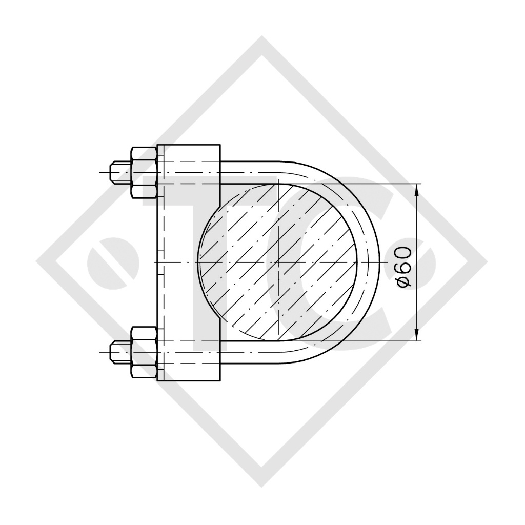 Fixation de collier de serrage ø60mm rond, KBF 60, pour tous types courants de remorques